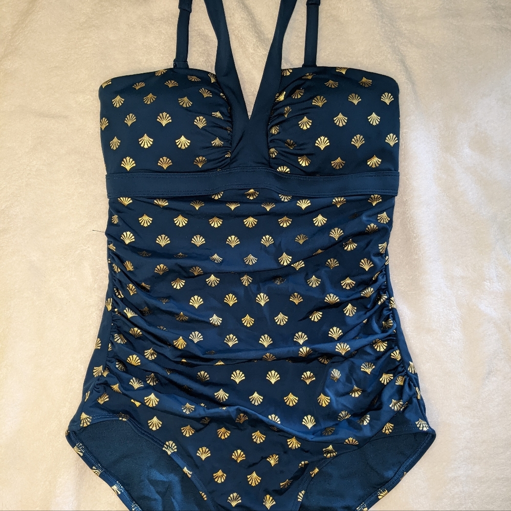Boden Corsica V neck swimsuit-Size 8L, NWT